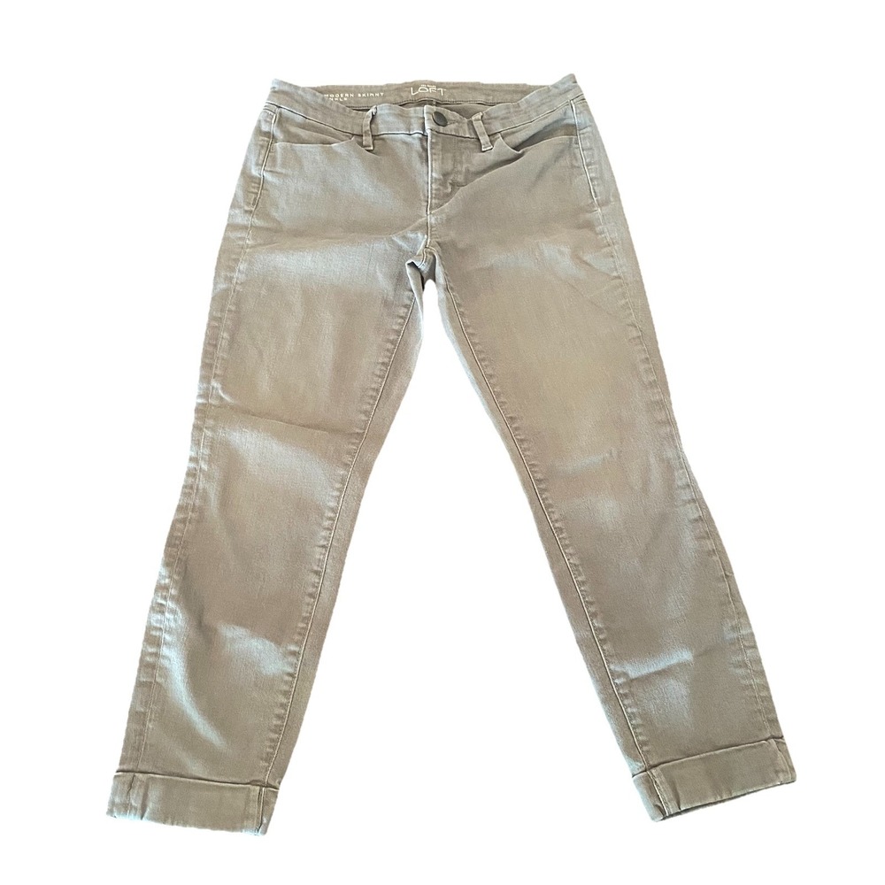 Ann Taylor LOFT Women's Size 26 /‎ 2 Petite Ankle Cropped Pants Green Cuffed